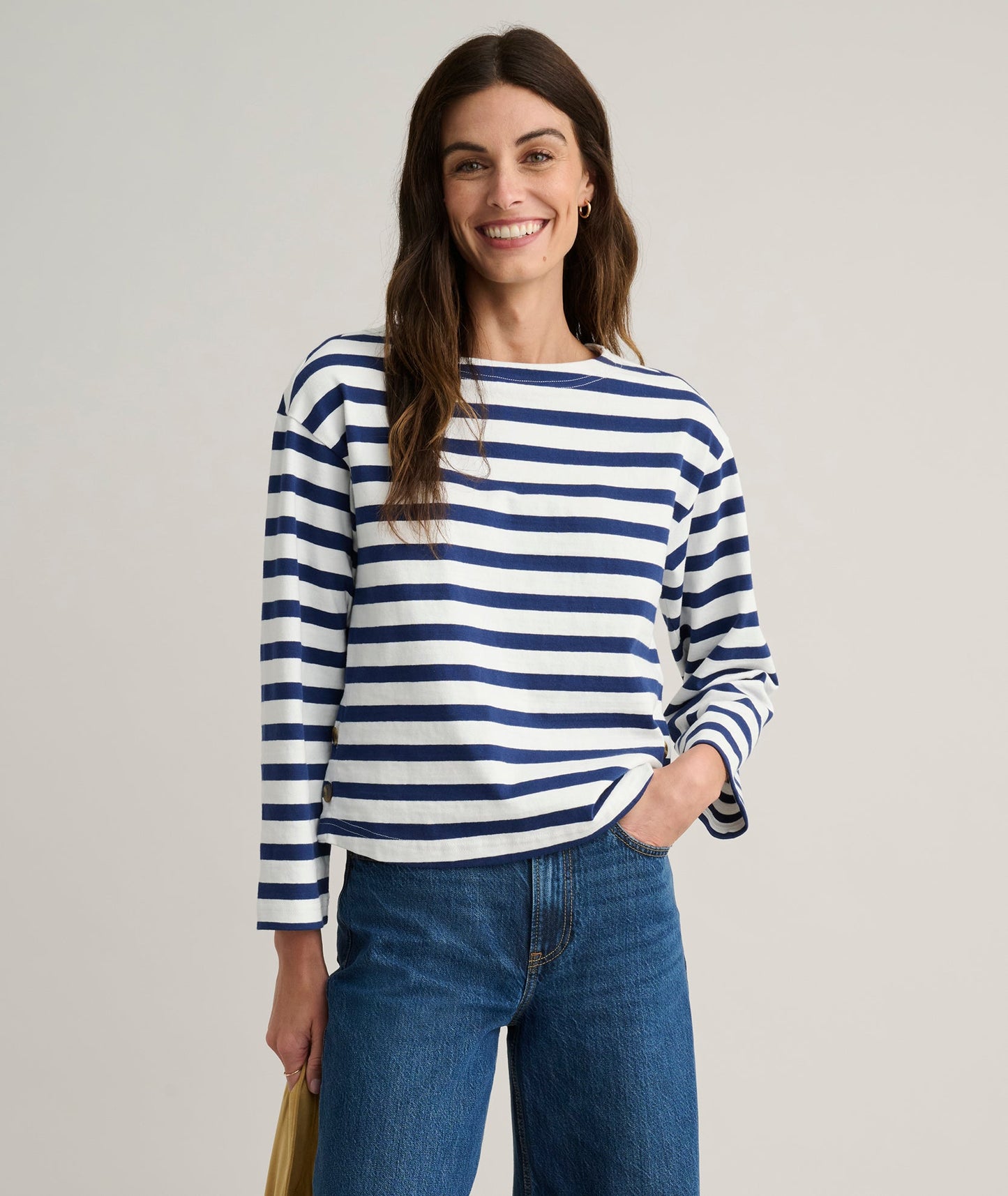 UNTUCKit Cotton Jersey Mille Stripe Tee Navy & White