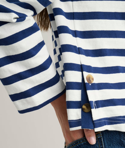 UNTUCKit Cotton Jersey Mille Stripe Tee Navy & White