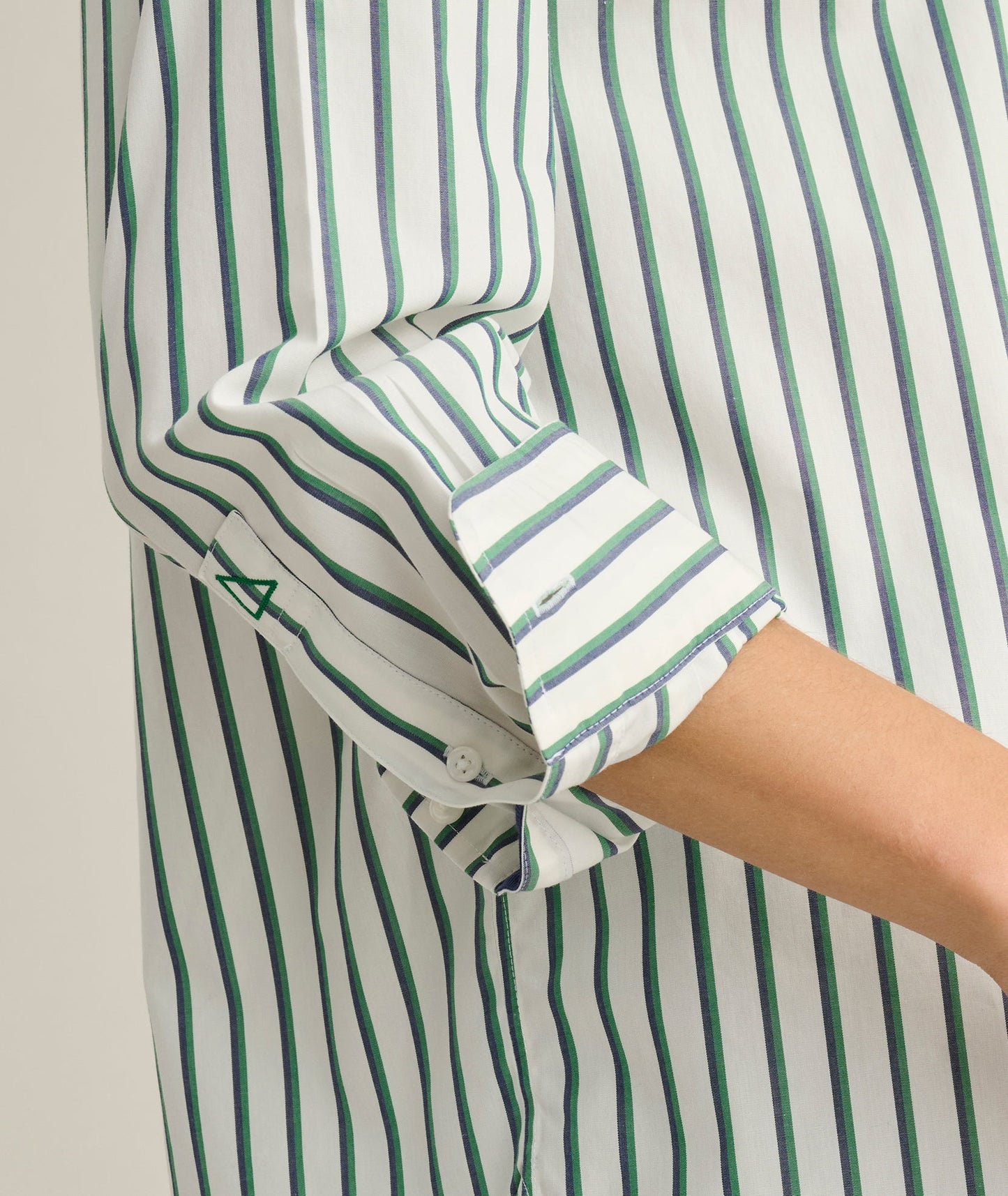 UNTUCKit Wrinkle-Free Relaxed Fit Melanie Shirt White & Green Multi Stripe