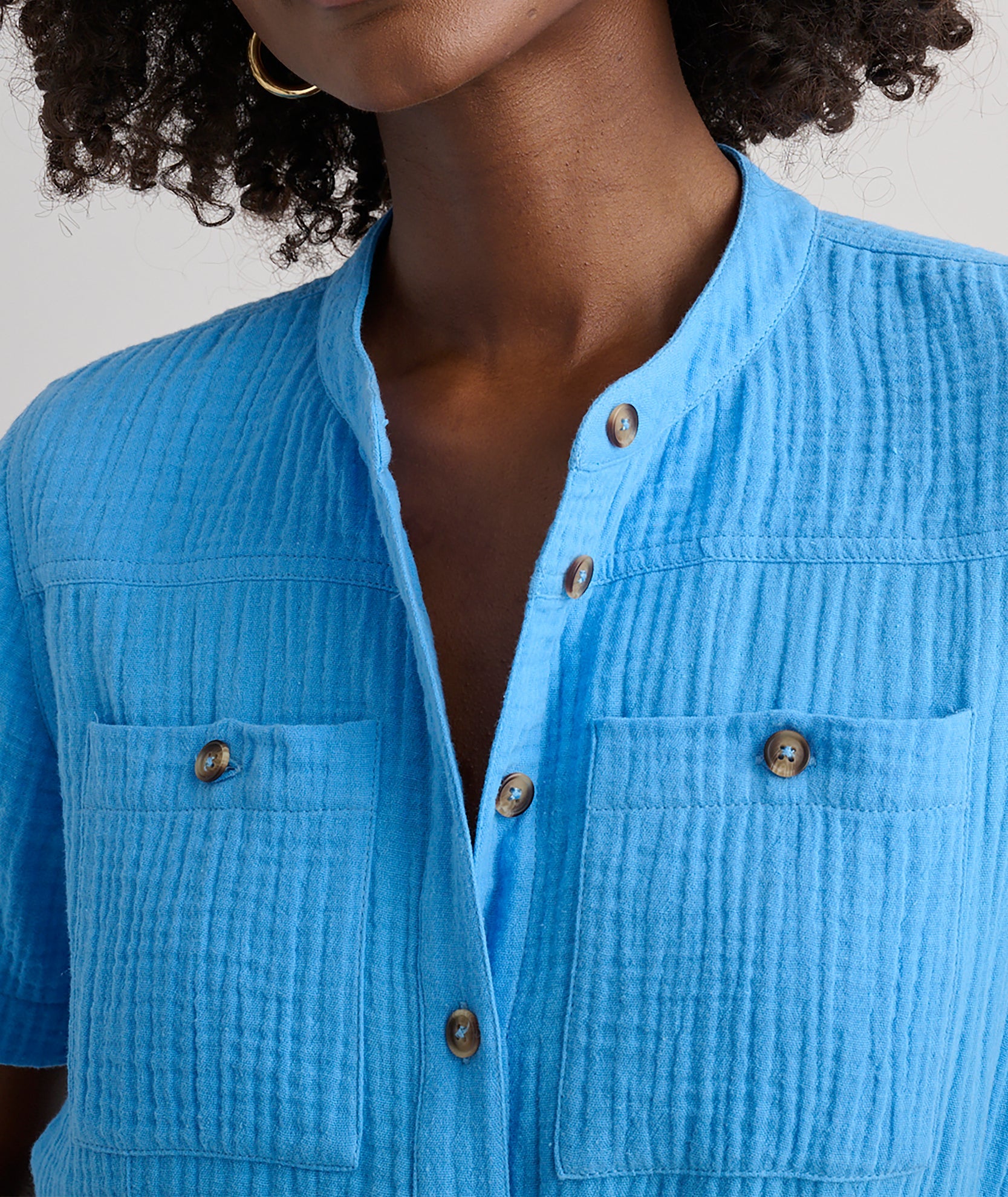 UNTUCKit Cotton Gauze Short-Sleeve Avery Dress Blue