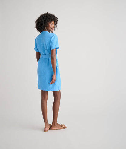 UNTUCKit Cotton Gauze Short-Sleeve Avery Dress Blue