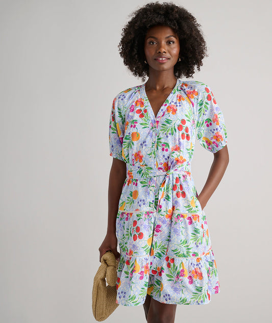 UNTUCKit Cotton Short-Sleeve Sierra Dress Multicolor Garden Print