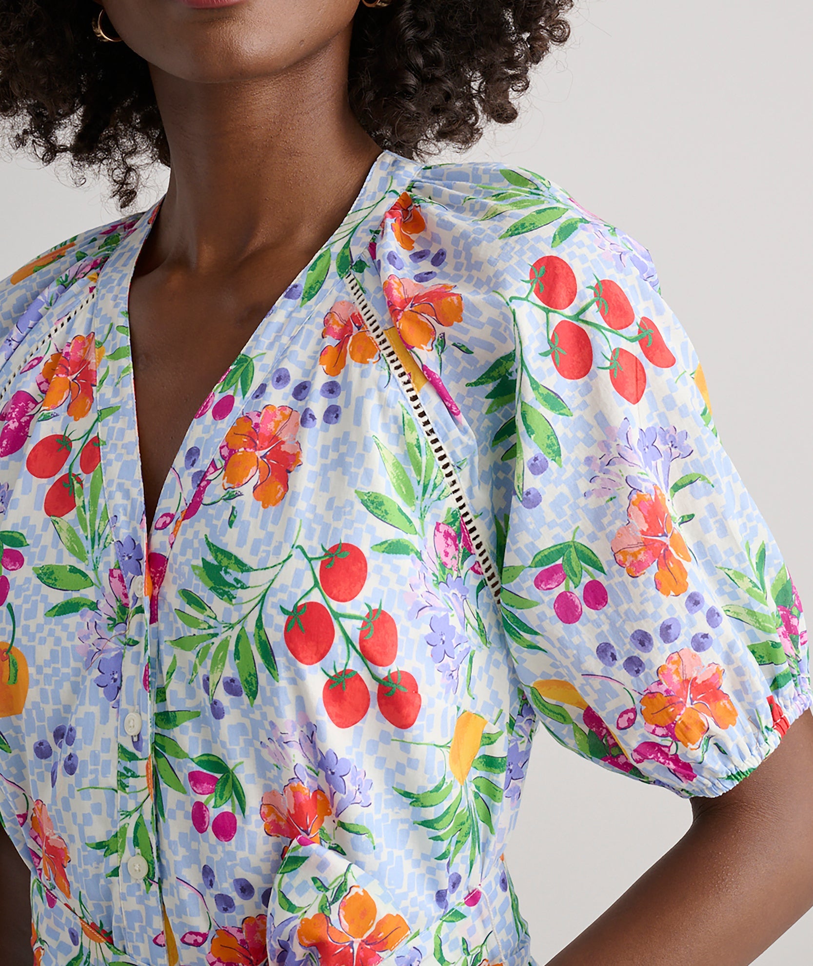 UNTUCKit Cotton Short-Sleeve Sierra Dress Multicolor Garden Print