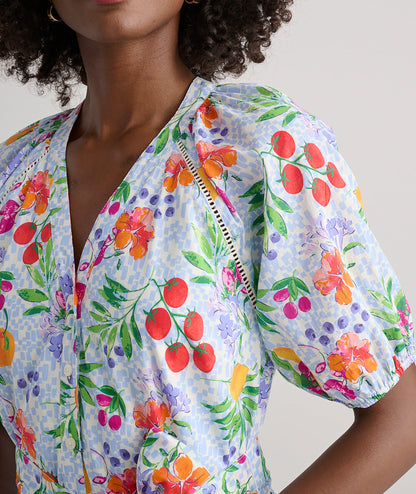 UNTUCKit Cotton Short-Sleeve Sierra Dress Multicolor Garden Print