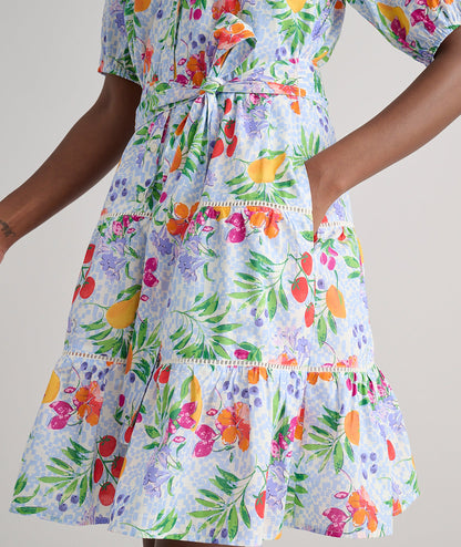 UNTUCKit Cotton Short-Sleeve Sierra Dress Multicolor Garden Print