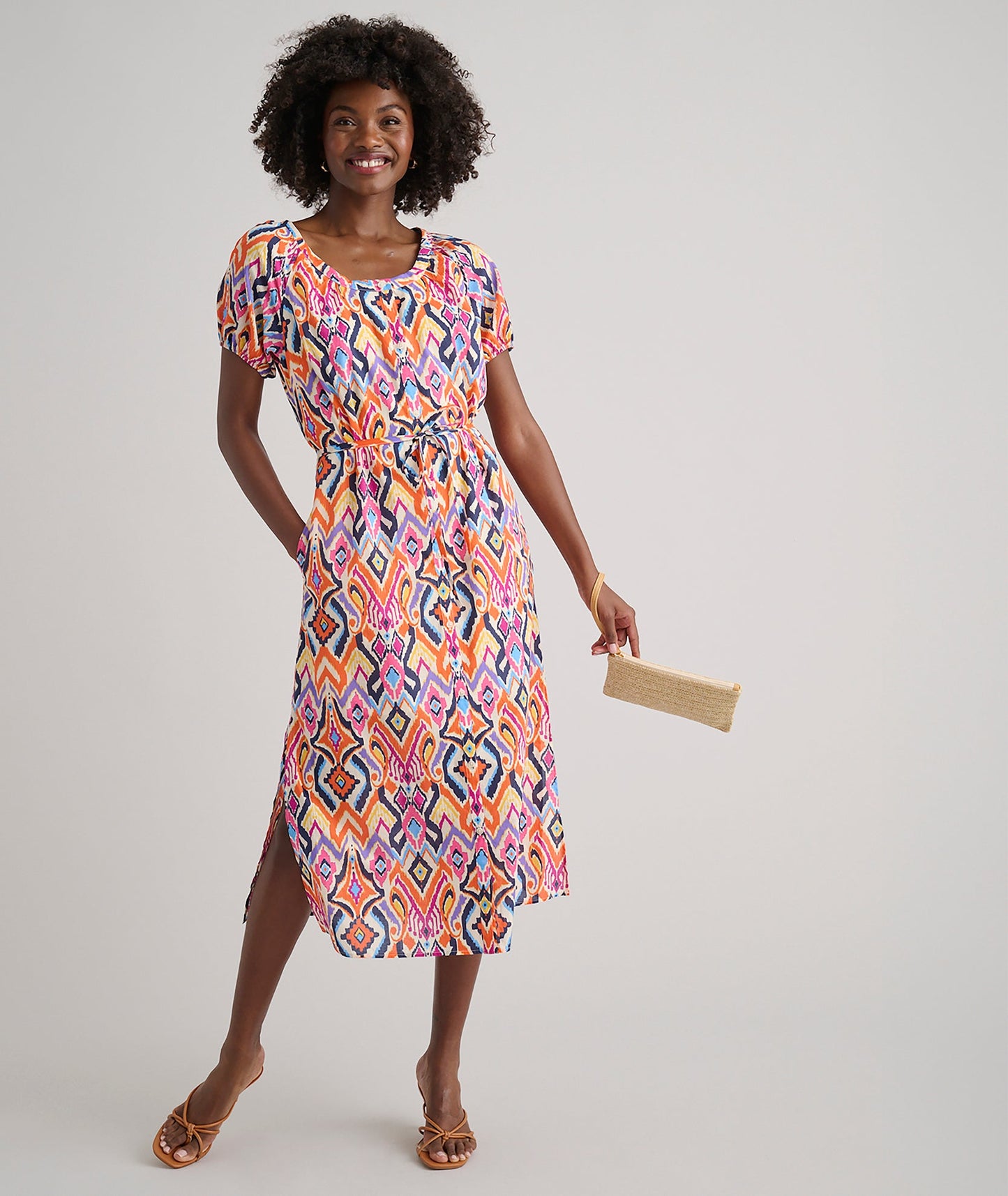 UNTUCKit Cotton Marguerite Midi Dress Ikat Print