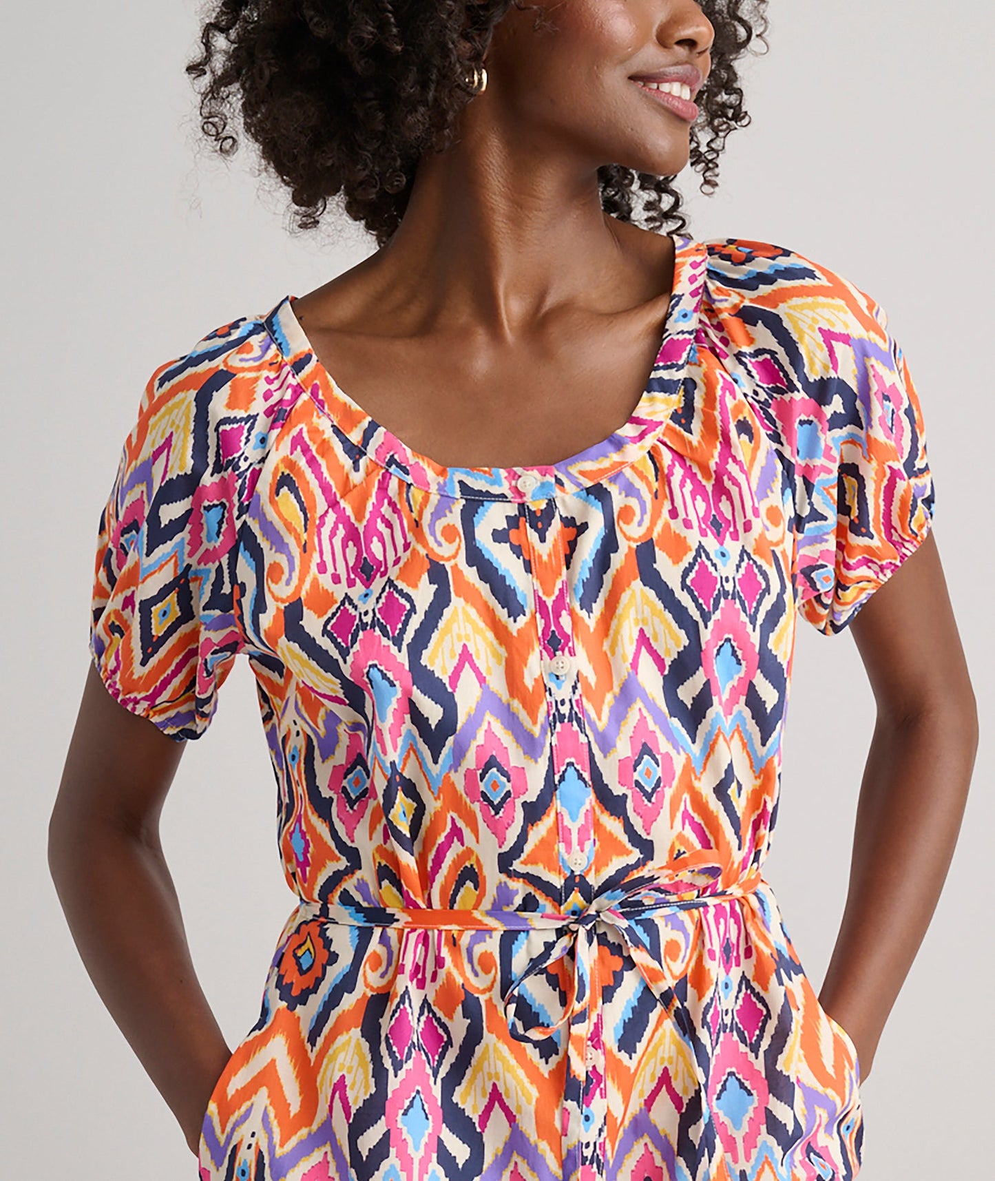 UNTUCKit Cotton Marguerite Midi Dress Ikat Print