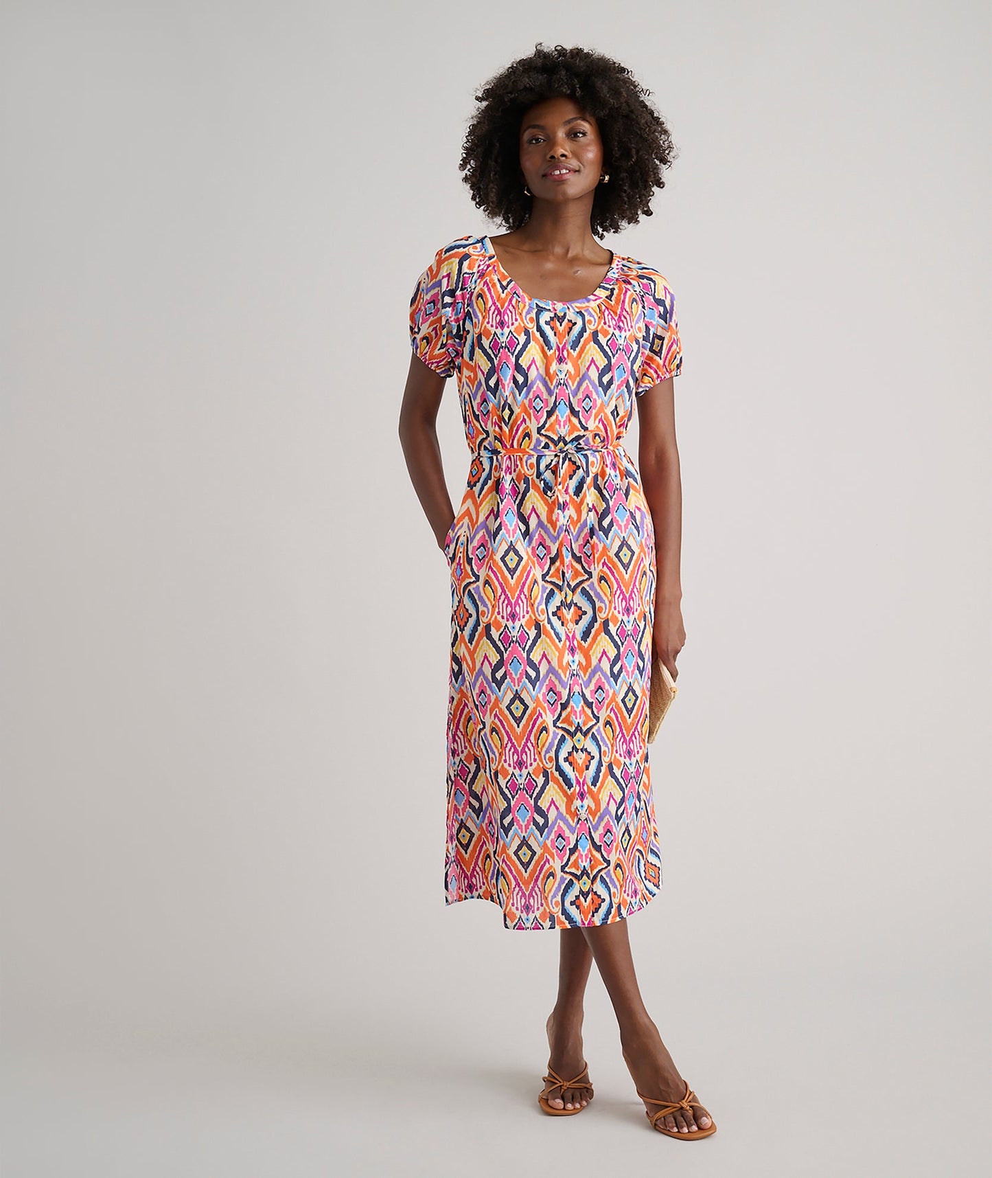 UNTUCKit Cotton Marguerite Midi Dress Ikat Print