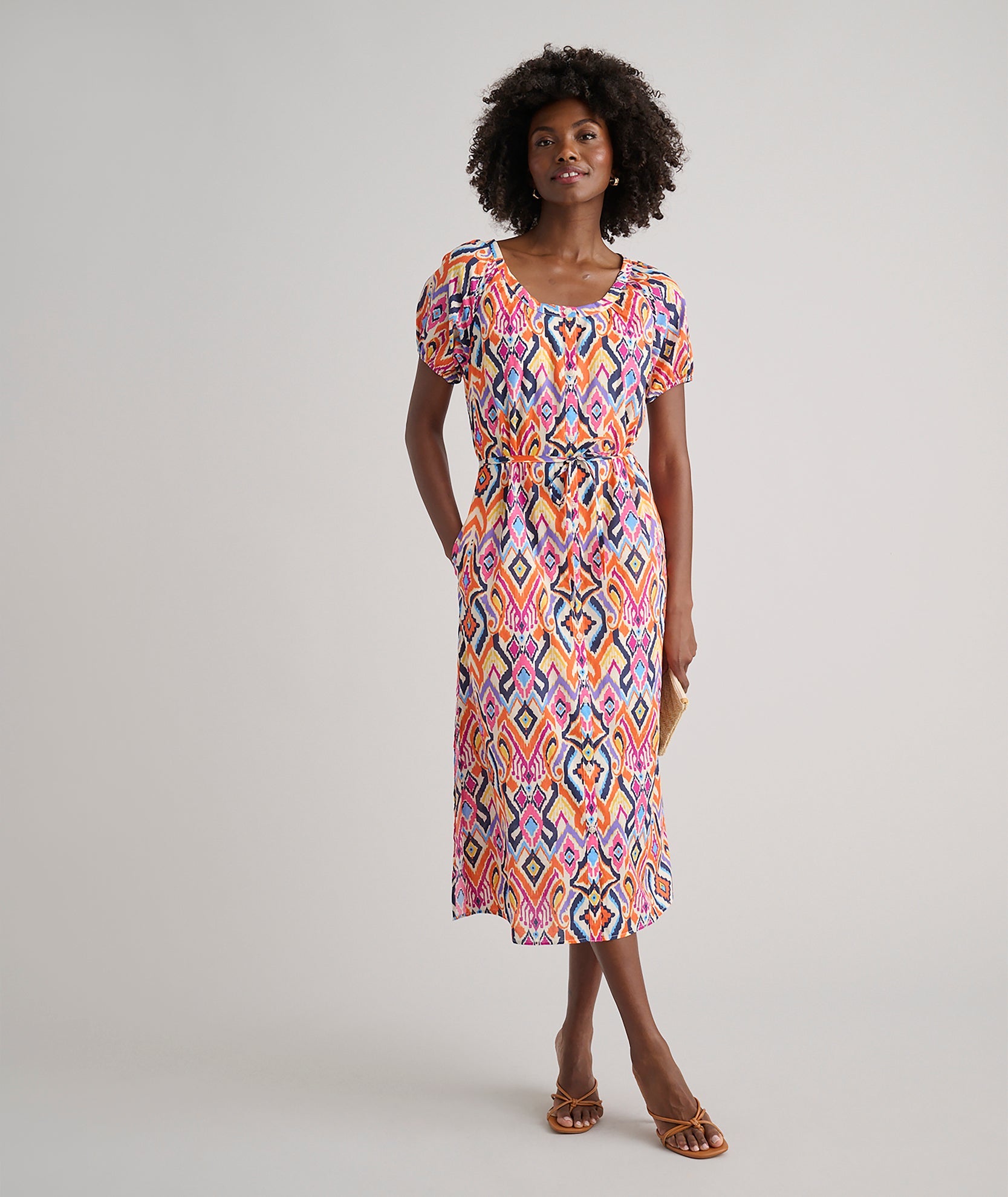 UNTUCKit Cotton Marguerite Midi Dress Ikat Print