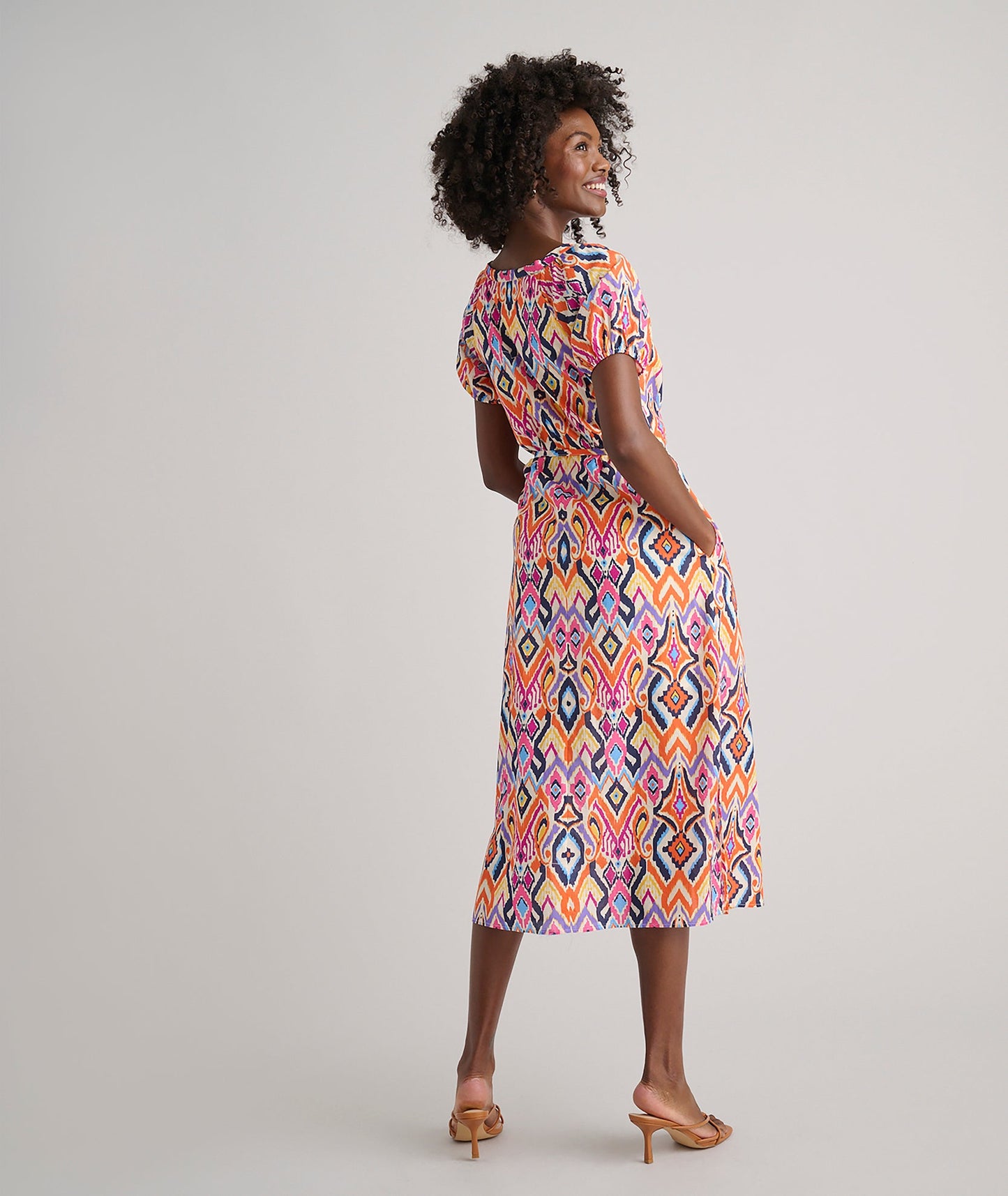 UNTUCKit Cotton Marguerite Midi Dress Ikat Print