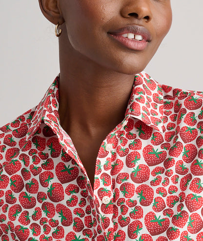 UNTUCKit Stretch Cotton Short-Sleeve Jaime Shirt Strawberry Print