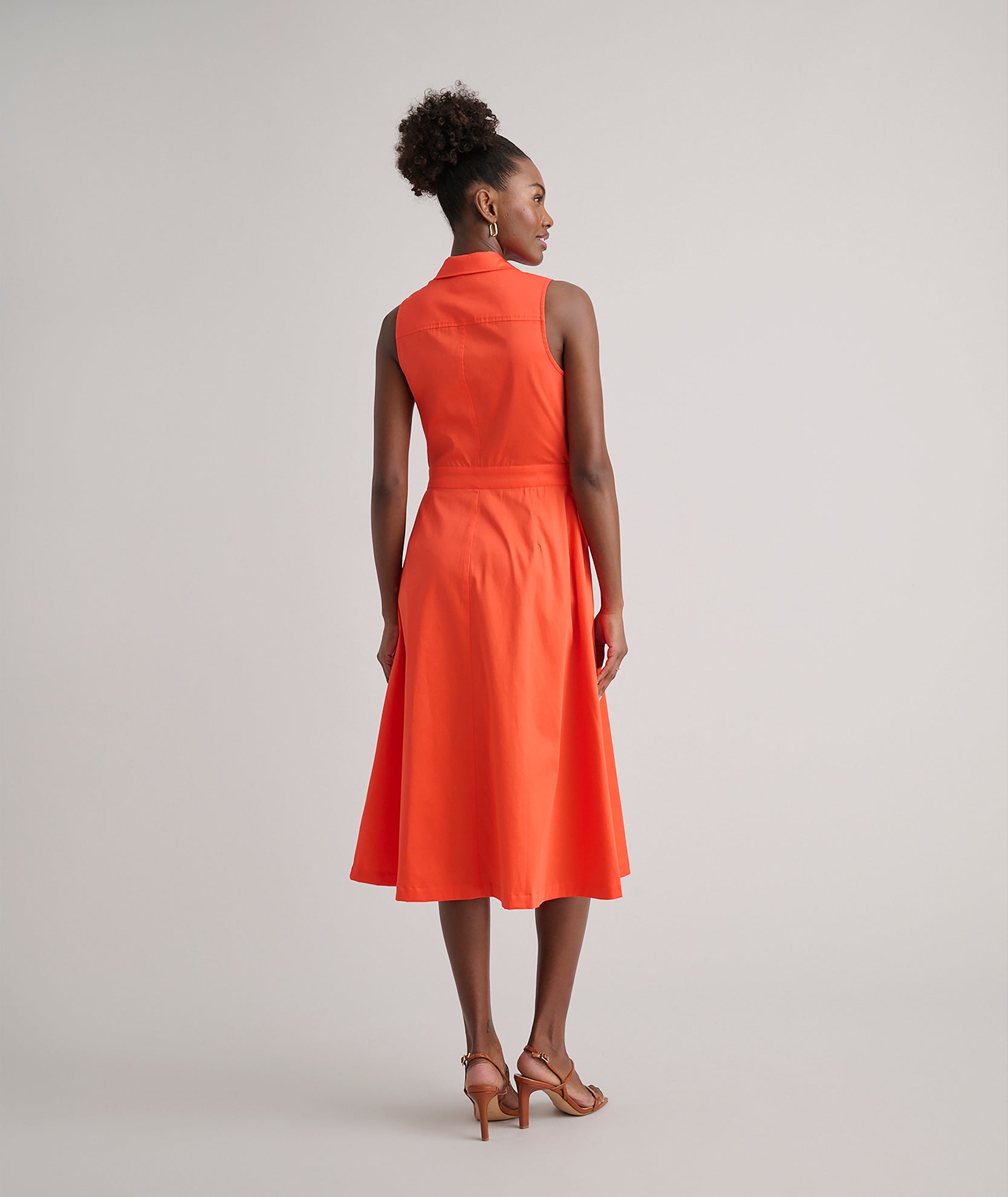 UNTUCKit Stretch Cotton Sleeveless Cordelia Shirt Dress Bright Orange