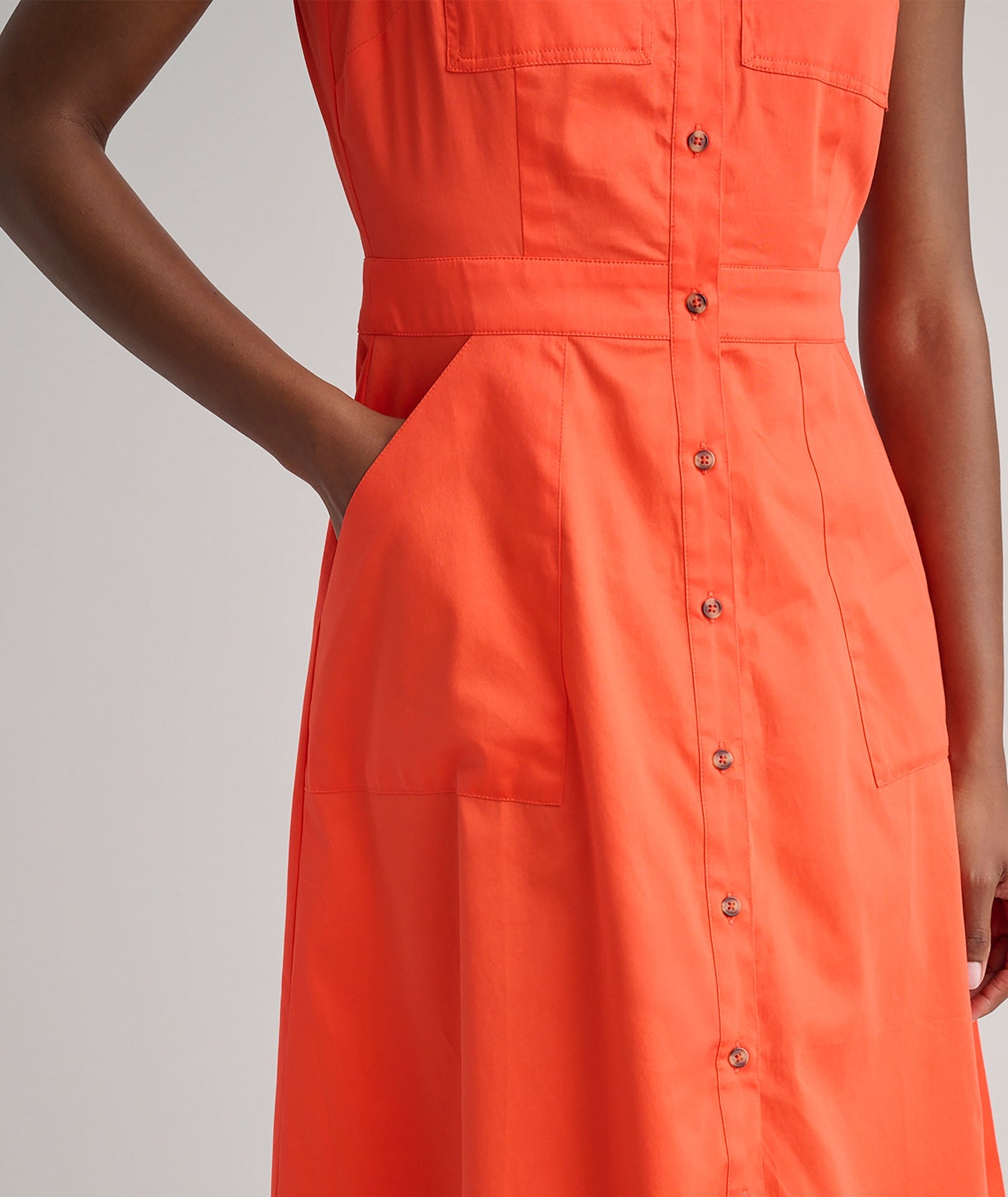 UNTUCKit Stretch Cotton Sleeveless Cordelia Shirt Dress Bright Orange