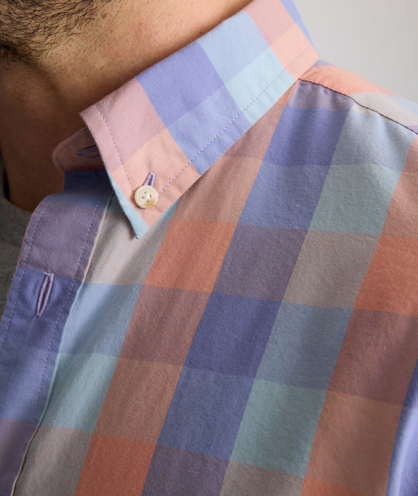 UNTUCKit Vintage Wash Stratford Shirt Blue & Orange Buffalo Check