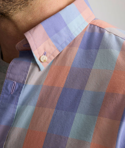 UNTUCKit Vintage Wash Stratford Shirt Blue & Orange Buffalo Check