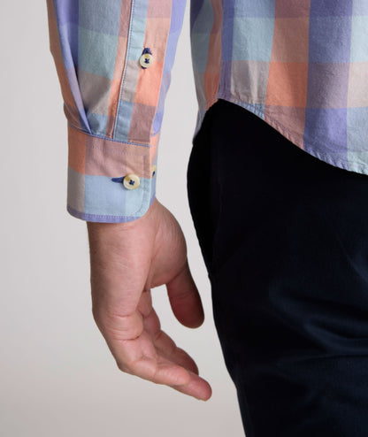 UNTUCKit Vintage Wash Stratford Shirt Blue & Orange Buffalo Check