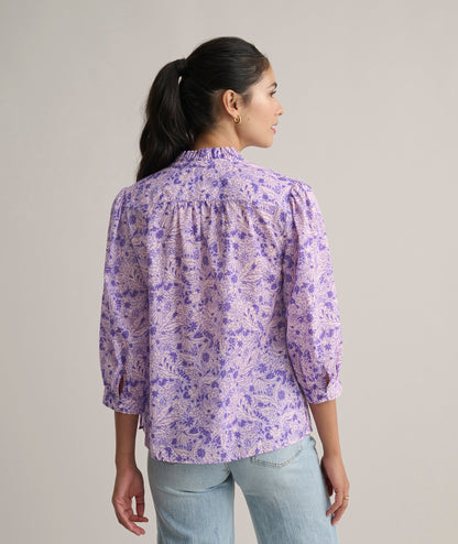 UNTUCKit Cotton V-Neck Charlie Shirt Light Pink Floral Print