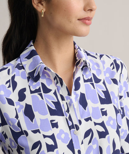 UNTUCKit Floral Print Odette Shirt Periwinkle & White Print
