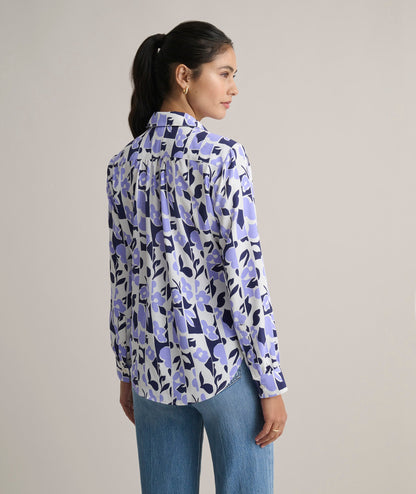 UNTUCKit Floral Print Odette Shirt Periwinkle & White Print