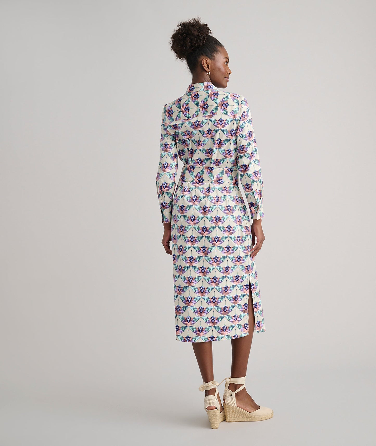 UNTUCKit Stretch Cotton Midi Peyton Shirtdress Swan Print