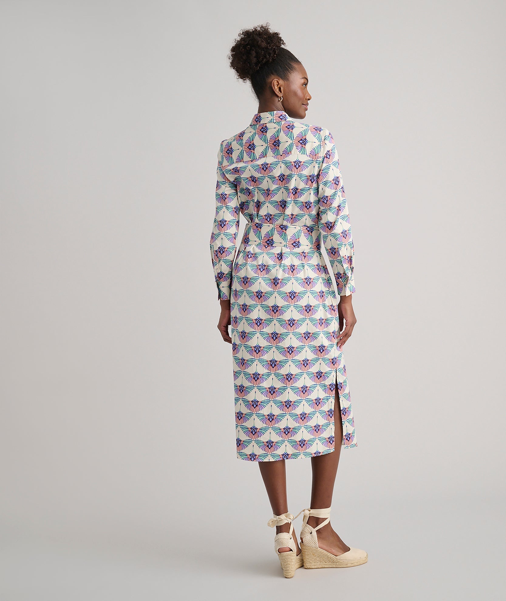 UNTUCKit Stretch Cotton Midi Peyton Shirtdress Swan Print