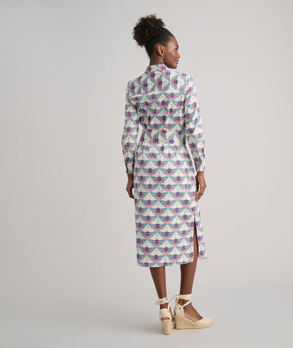 UNTUCKit Stretch Cotton Midi Peyton Shirtdress Swan Print