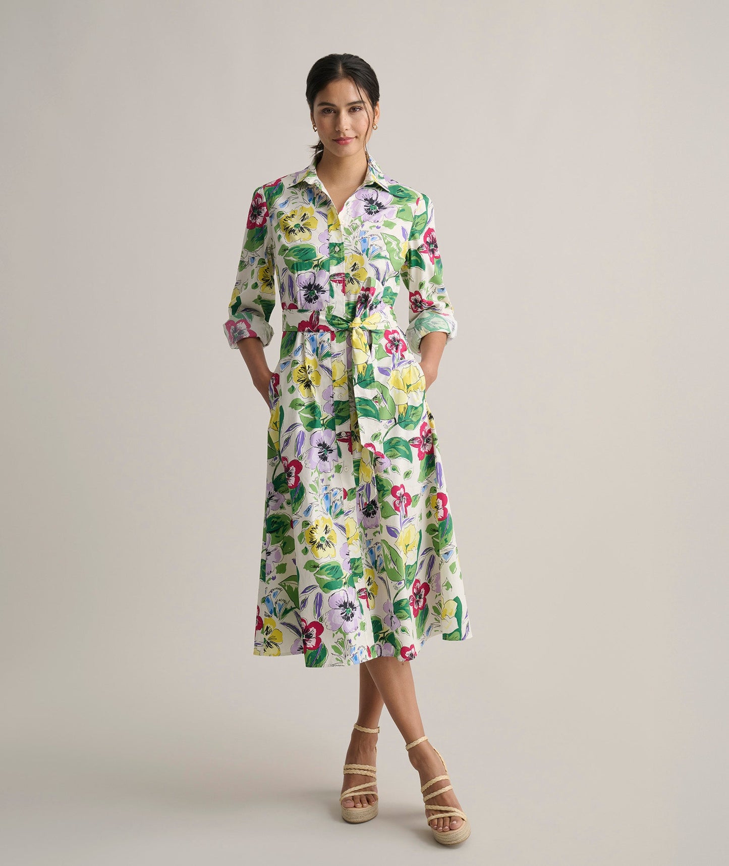 UNTUCKit Stretch Cotton Floral Mariah Shirt Dress Multicolor Floral Print
