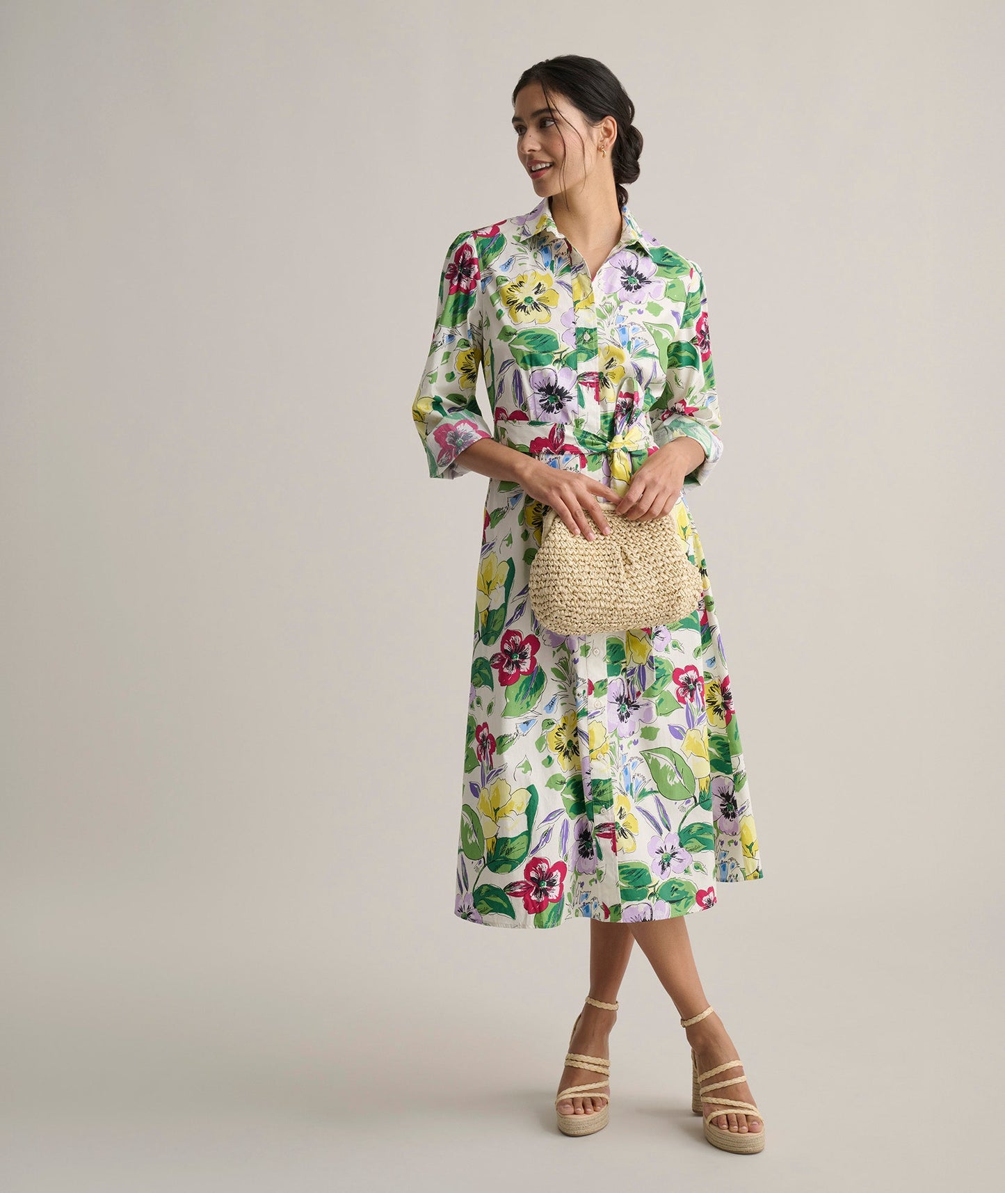 UNTUCKit Stretch Cotton Floral Mariah Shirt Dress Multicolor Floral Print