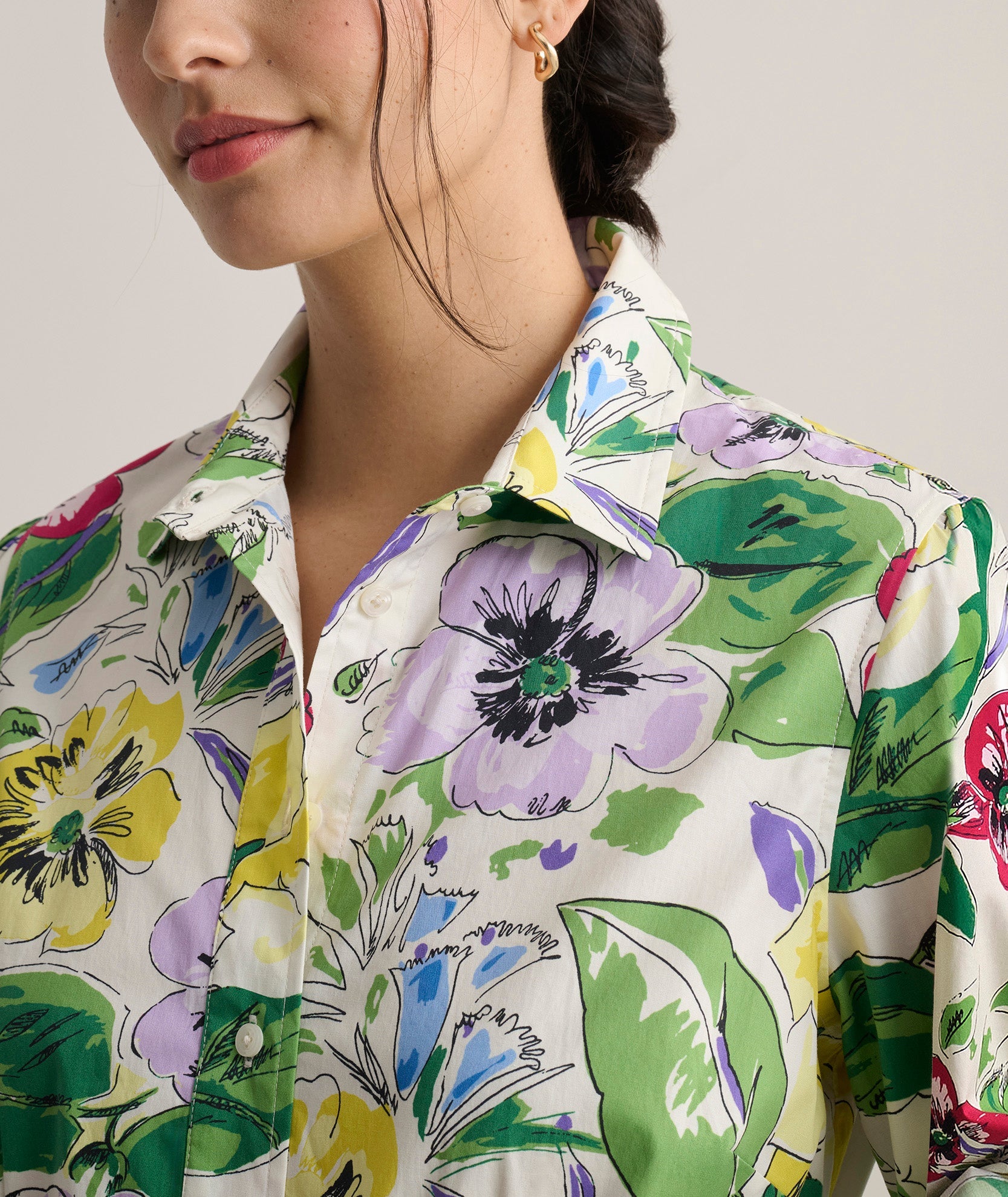 UNTUCKit Stretch Cotton Floral Mariah Shirt Dress Multicolor Floral Print