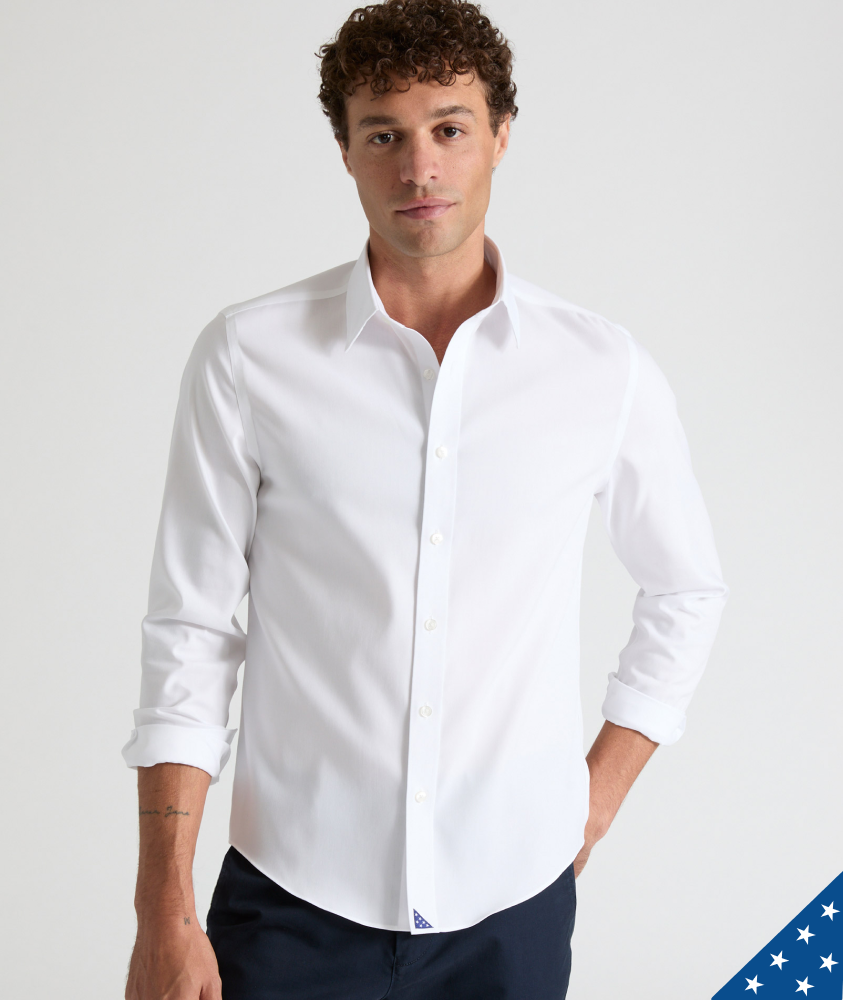 UNTUCKit Wrinkle-Free Folds of Honor Shirt White With Stars Sail