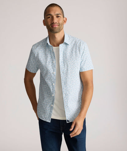 UNTUCKit Stretch Cotton Short-Sleeve Ashford Shirt Blue Floral Print | Fair Trade Certified