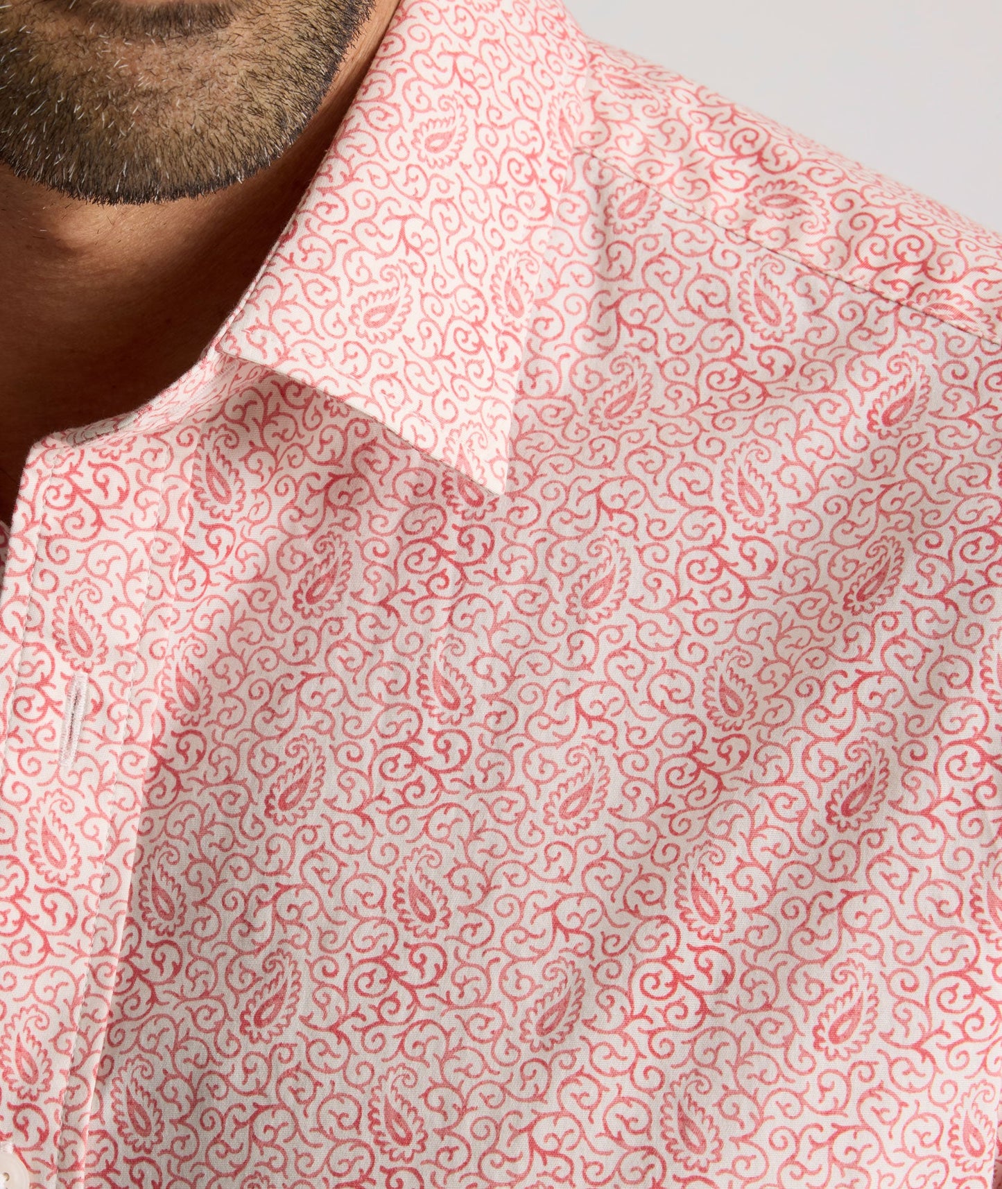 UNTUCKit Stretch Cotton Short-Sleeve Coldwell Shirt Orange Paisley Print | Fair Trade Certified