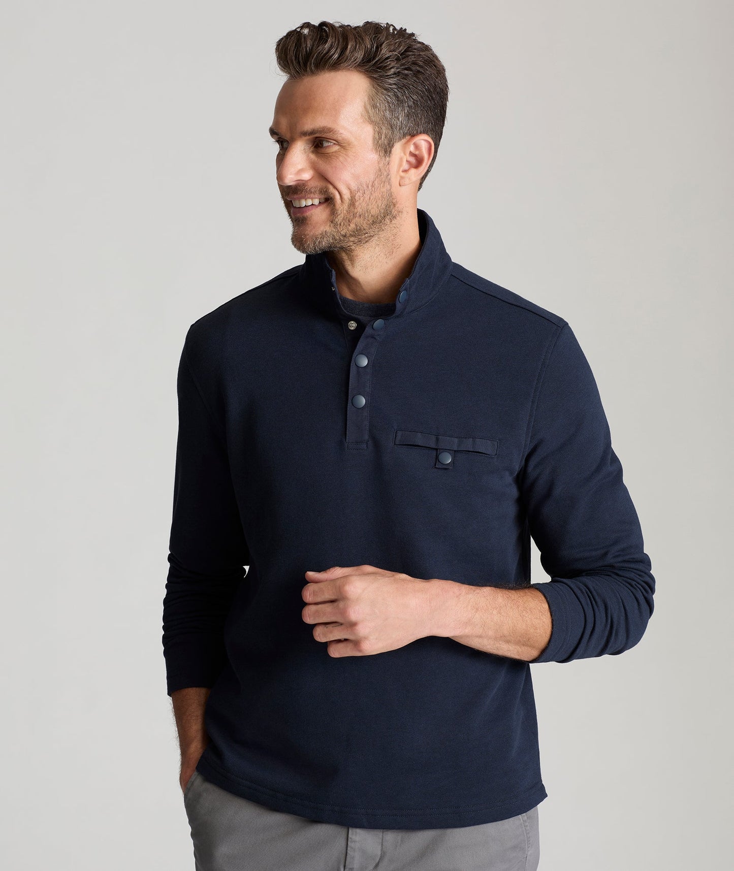 UNTUCKit Snap Fleece Pullover Navy