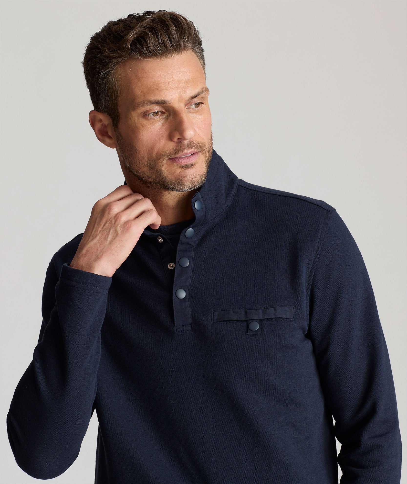 UNTUCKit Snap Fleece Pullover Navy