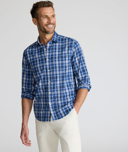 UNTUCKit Performance Mabry Shirt Blue & White Check
