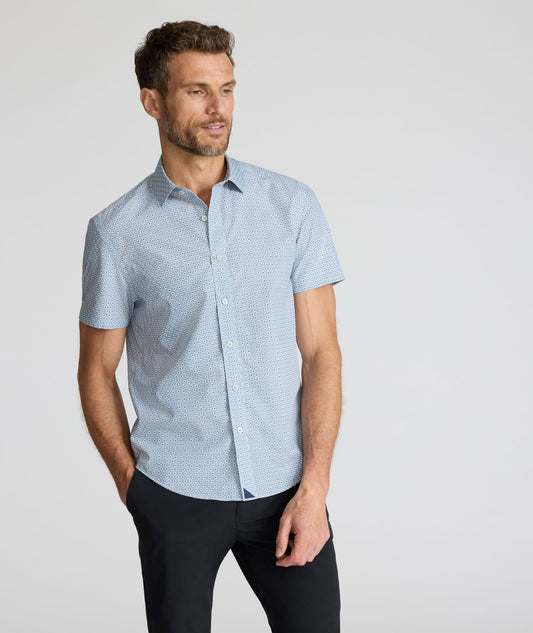 UNTUCKit Wrinkle-Free Short-Sleeve Strauss Shirt Gray Diamond Print