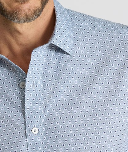 UNTUCKit Wrinkle-Free Short-Sleeve Strauss Shirt Gray Diamond Print