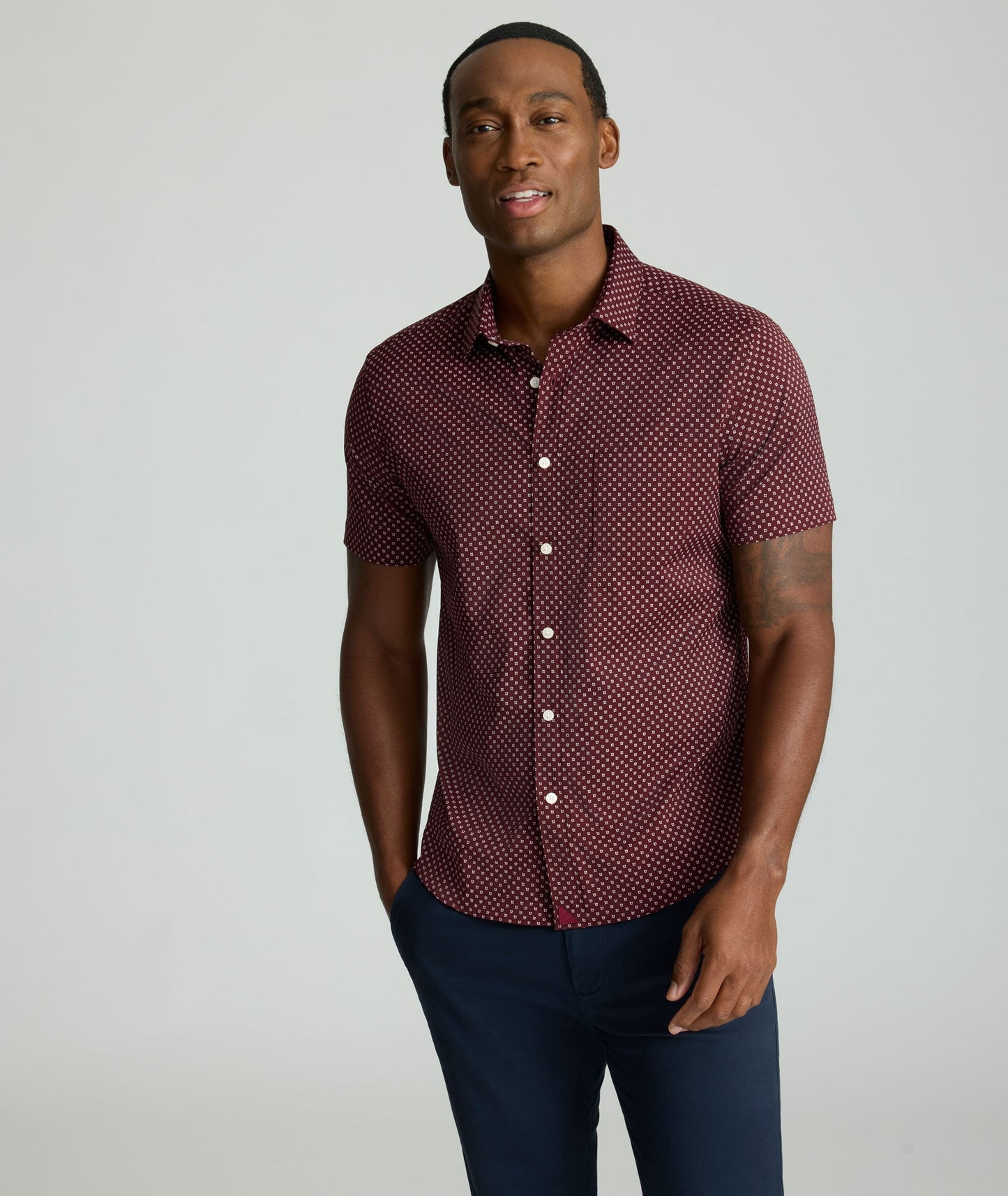 UNTUCKit Performance Short-Sleeve Stanton Shirt Maroon