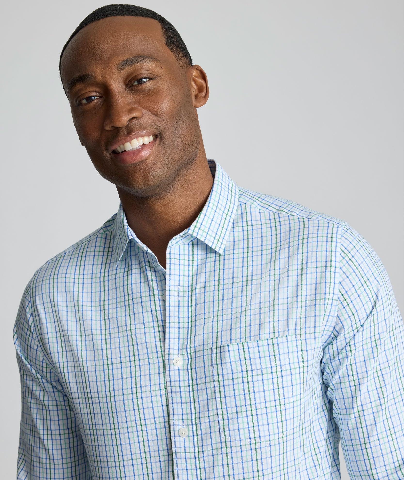 UNTUCKit Wrinkle-Free Dunsmore Shirt Blue & Green Plaid