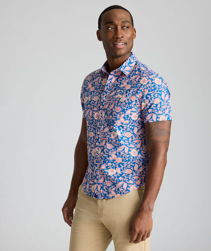UNTUCKit Summerweight Short-Sleeve Quarry Shirt Navy & Pink Floral