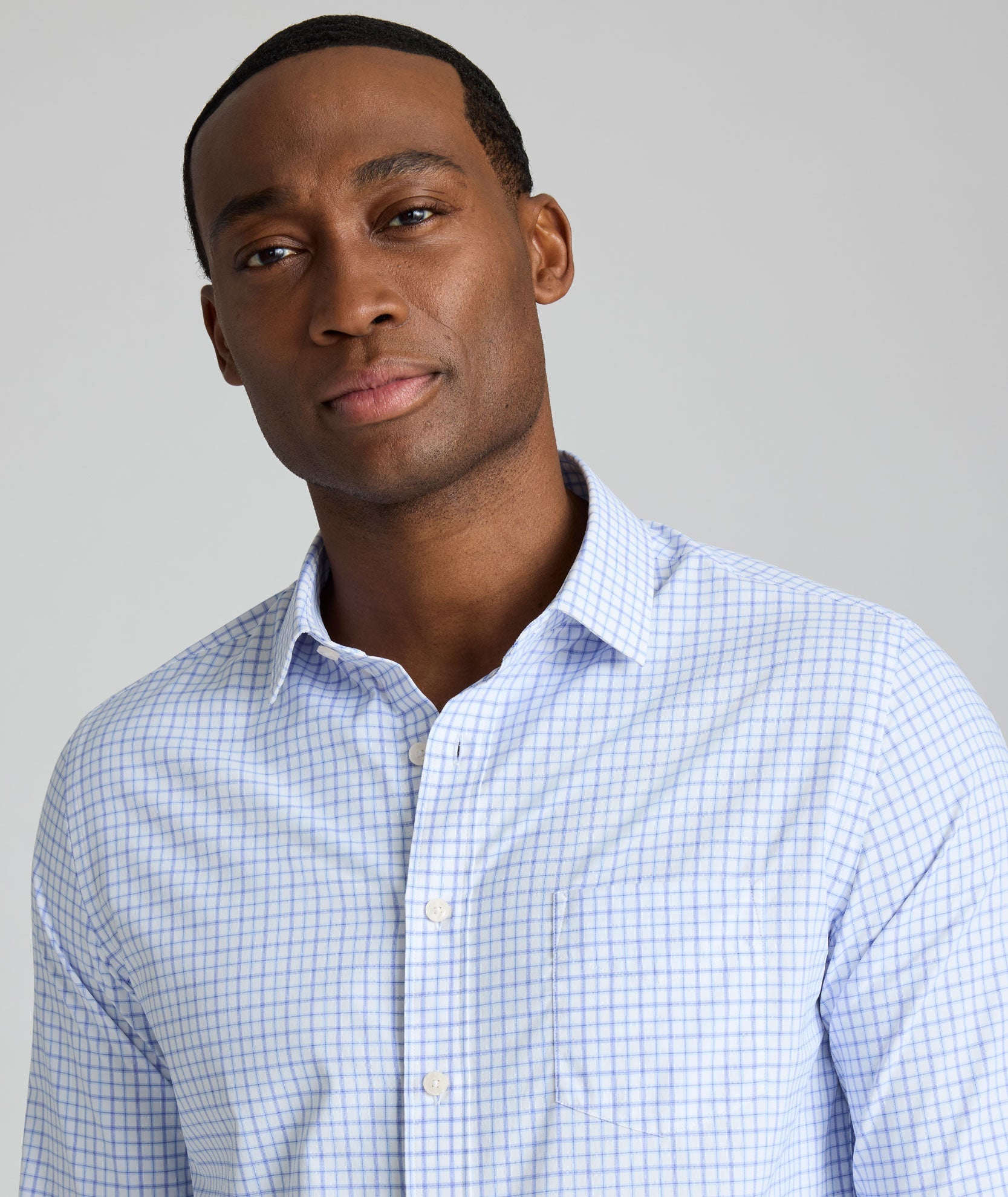 UNTUCKit Performance Northcliffe Shirt Light Blue & Purple Check | Northcliffe