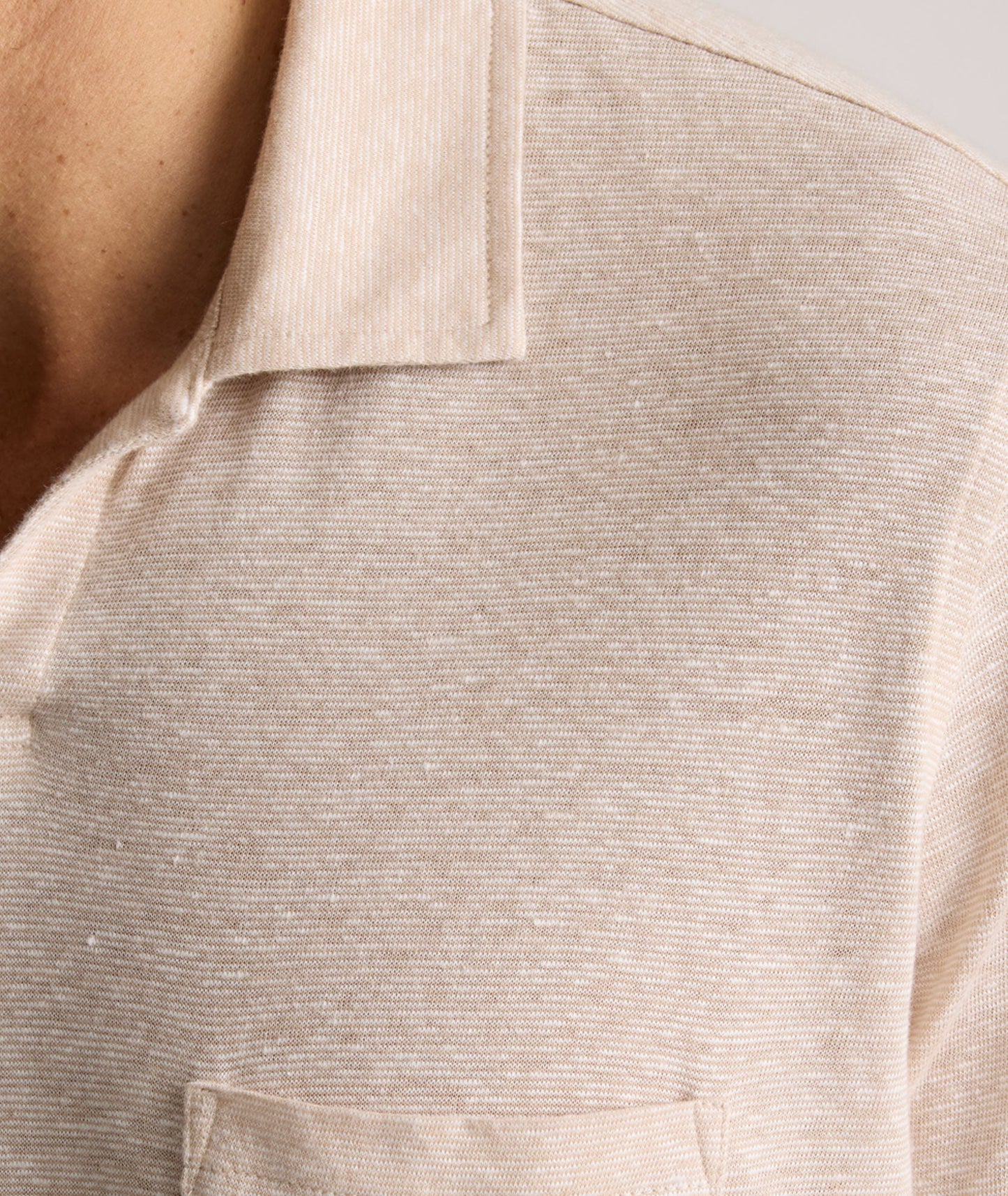 UNTUCKit Cotton-Linen Johnny Collar Polo Tan