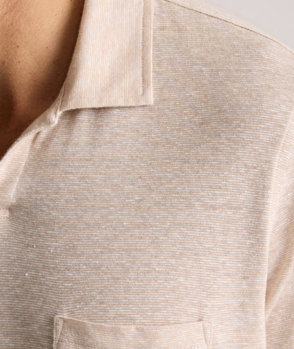 UNTUCKit Cotton-Linen Johnny Collar Polo Tan