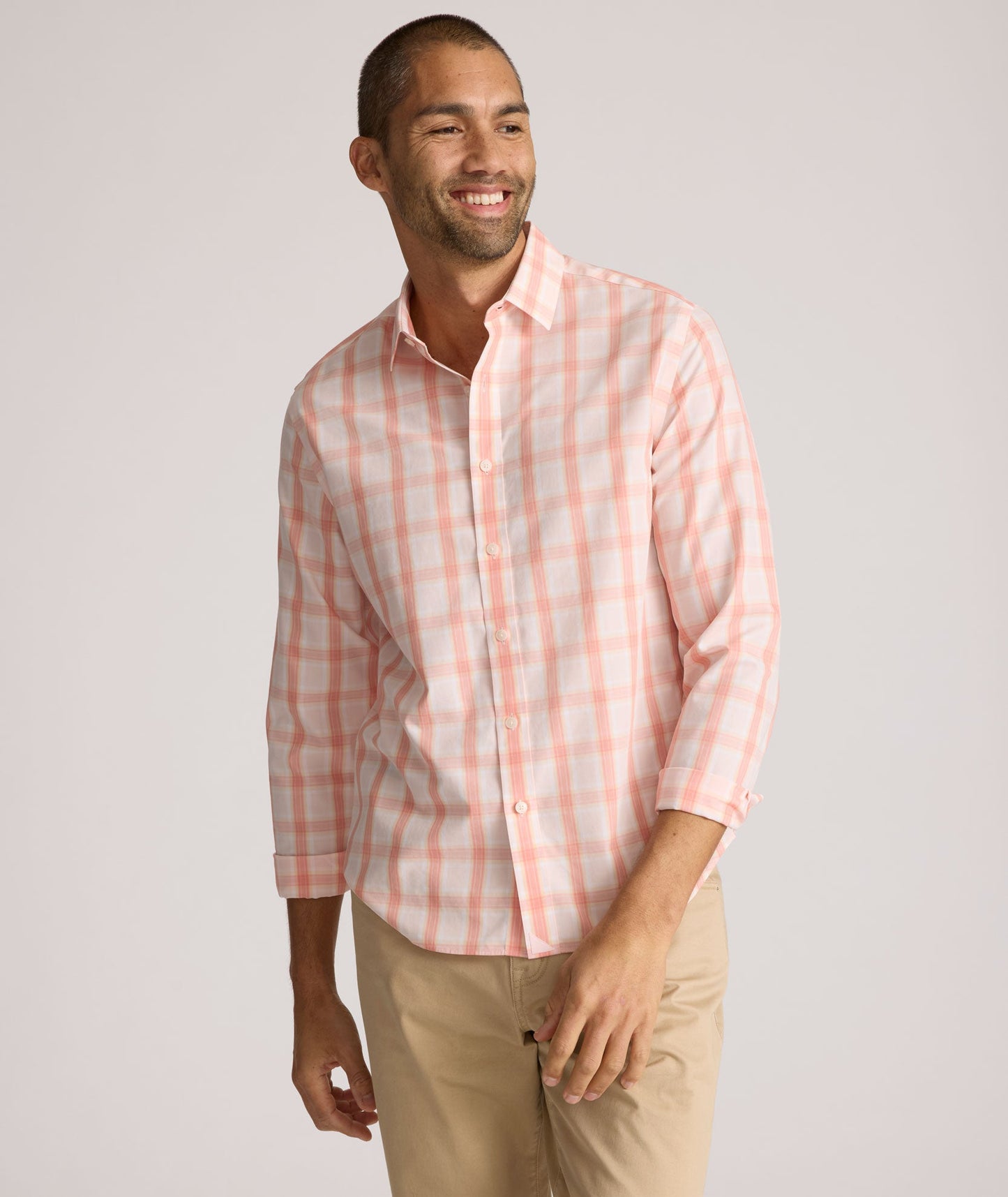 UNTUCKit Wrinkle-Free Ravenswood Shirt Orange & Pink Plaid