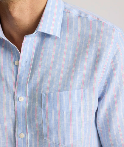 UNTUCKit Wrinkle-Resistant Linen Boyd Shirt Light Blue Stripe