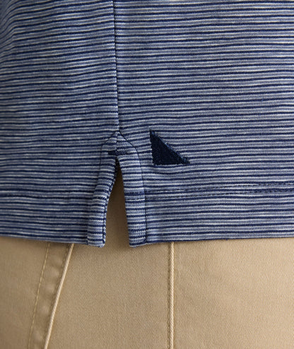 UNTUCKit Jersey Slub Short-Sleeve Henley Navy Stripe