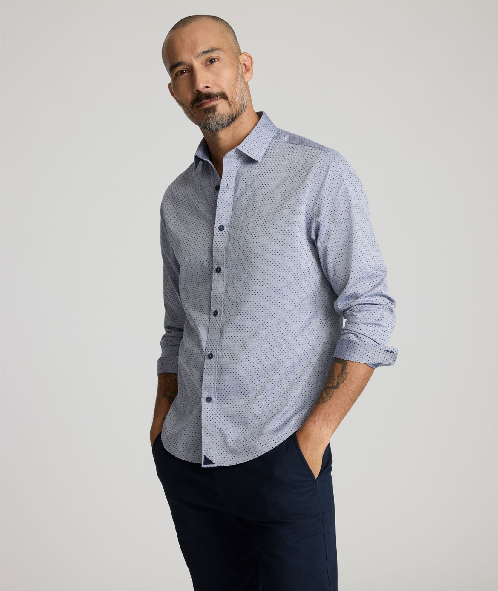 UNTUCKit Wrinkle-Free Daltrey Shirt Gray Dot Print