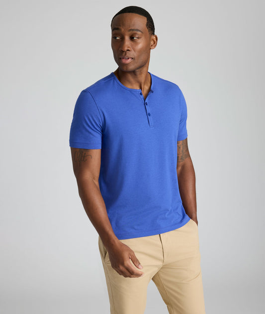 UNTUCKit EcoSoft™ Short-Sleeve Henley Cobalt Blue