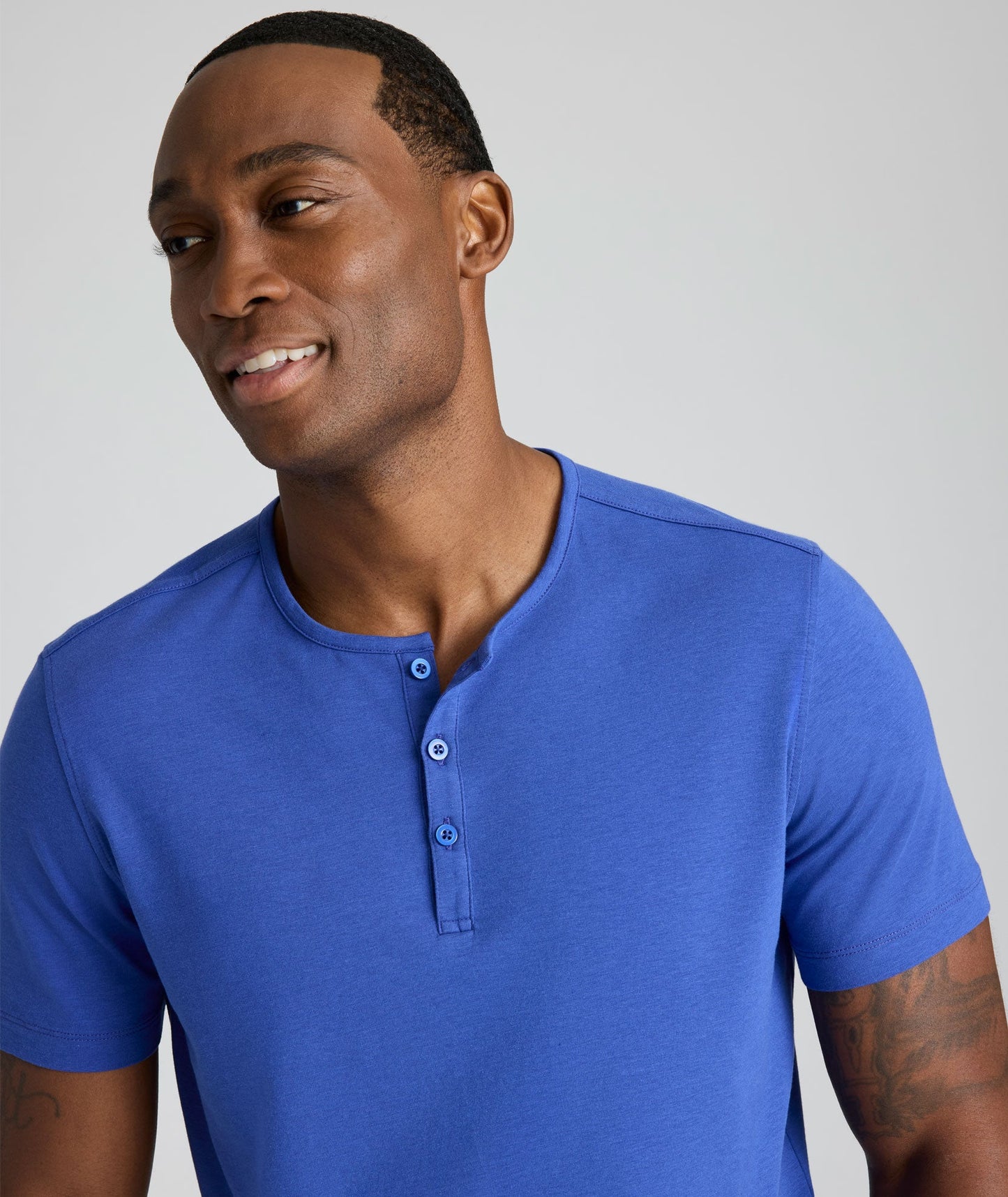 UNTUCKit EcoSoft™ Short-Sleeve Henley Cobalt Blue