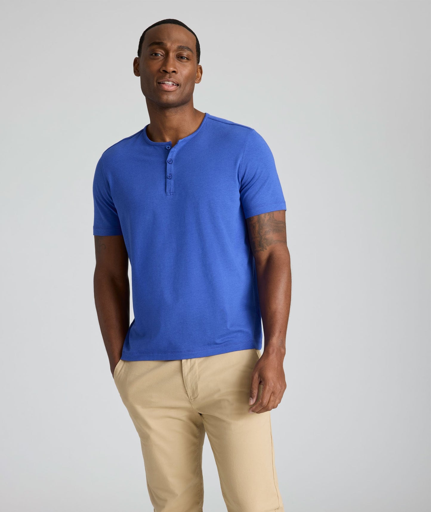 UNTUCKit EcoSoft™ Short-Sleeve Henley Cobalt Blue